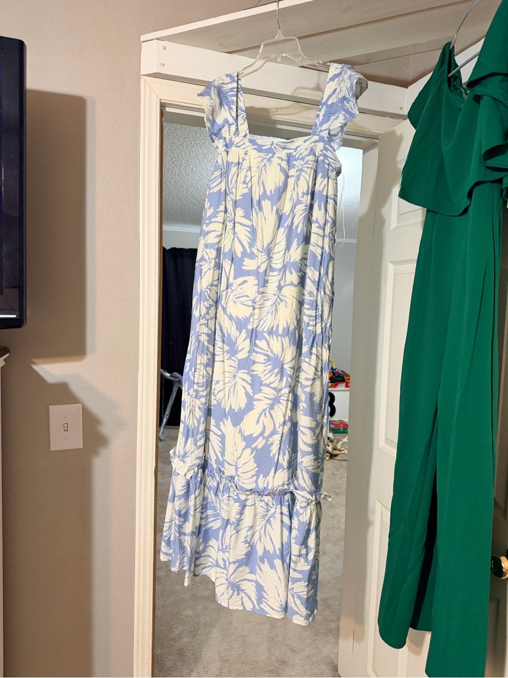 Blue and White Floral Maxi Sundress - Lightweight Summer Dress